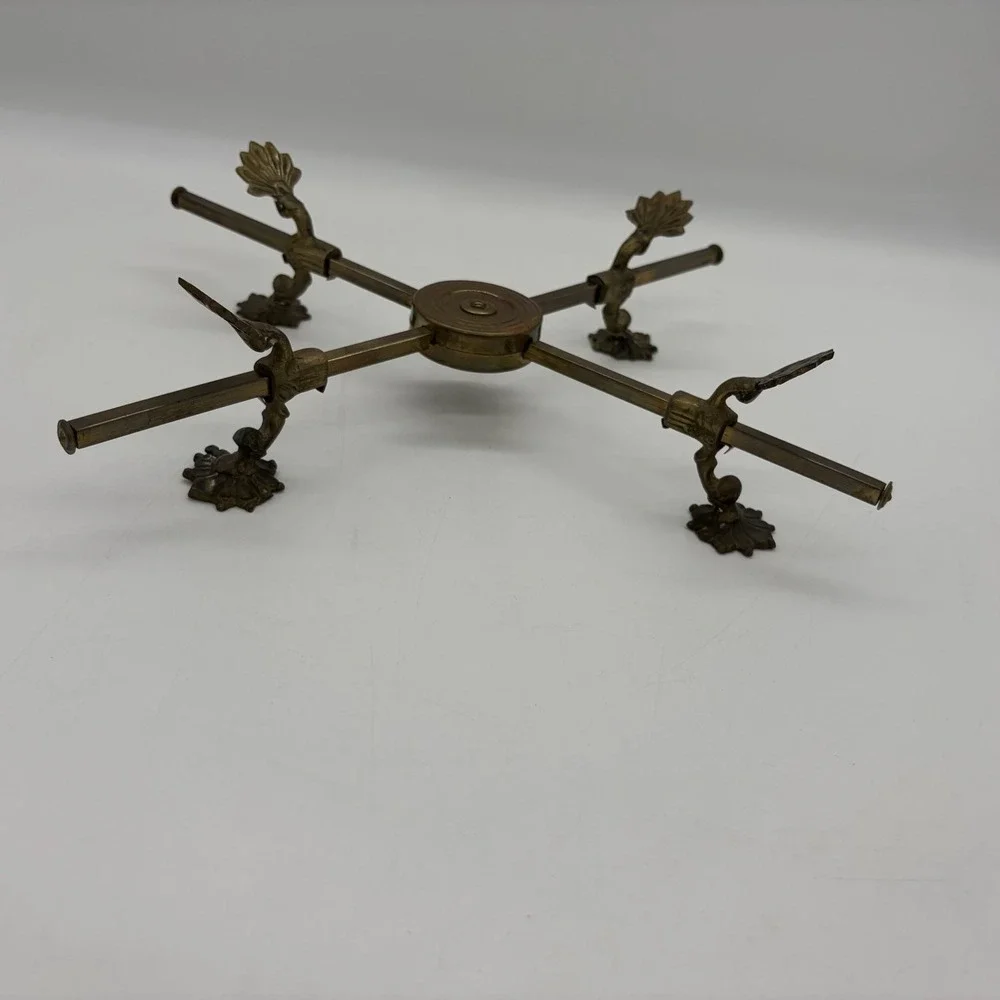 Vintage Regency Style‎ Brass Trivet Stand Adjustable Footed Hot Plate Sideboard